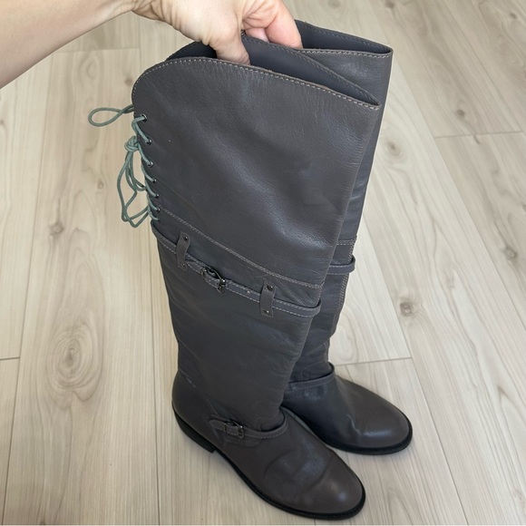 BCBGeneration ADRICE Over-the-Knee Tall Gray Leather Boots Size 8.5 - Picture 3 of 10